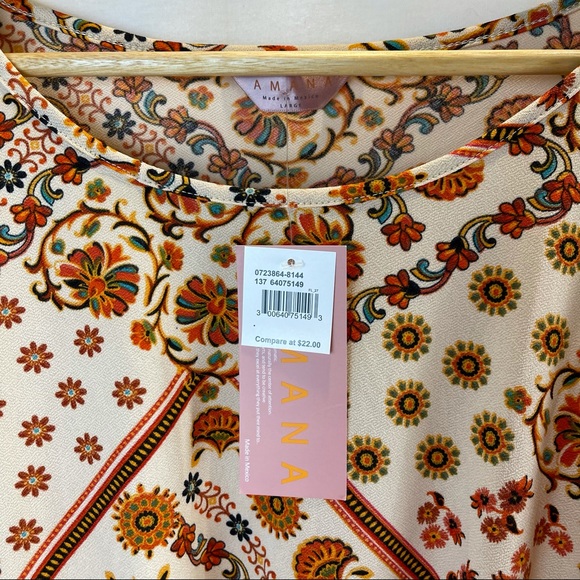 Amana Casual Red/Orange Bohemian Print Knot Front - Picture 5 of 8